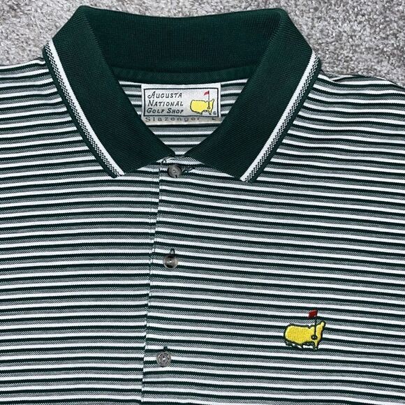 Green white stripe worn Masters Collection Augusta National golf polo shirt L - Picture 1 of 4